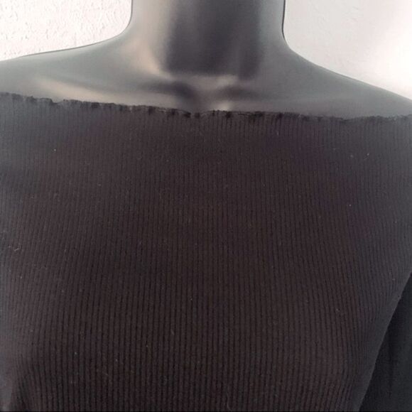 Boohoo Black Ribbed Off Shoulder Crop Top Size 10 - Picture 3 of 8